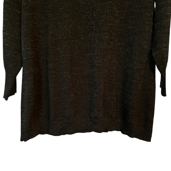 Eileen Fisher Black Metallic Sweater Light Knit PL Wool Blend Holidays Shimmery - Picture 8 of 13